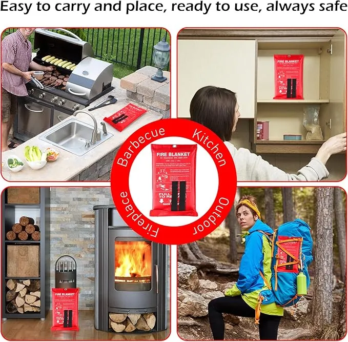 Fire Blankets Emergency for Home and Kitchen - 4PCS Fire Extinguishing Blanket for Kitchen House Camping Car Warehouse Office Emergency Prepared Survival Safety