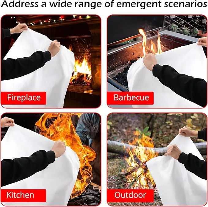 Fire Blankets Emergency for Home and Kitchen - 4PCS Fire Extinguishing Blanket for Kitchen House Camping Car Warehouse Office Emergency Prepared Survival Safety