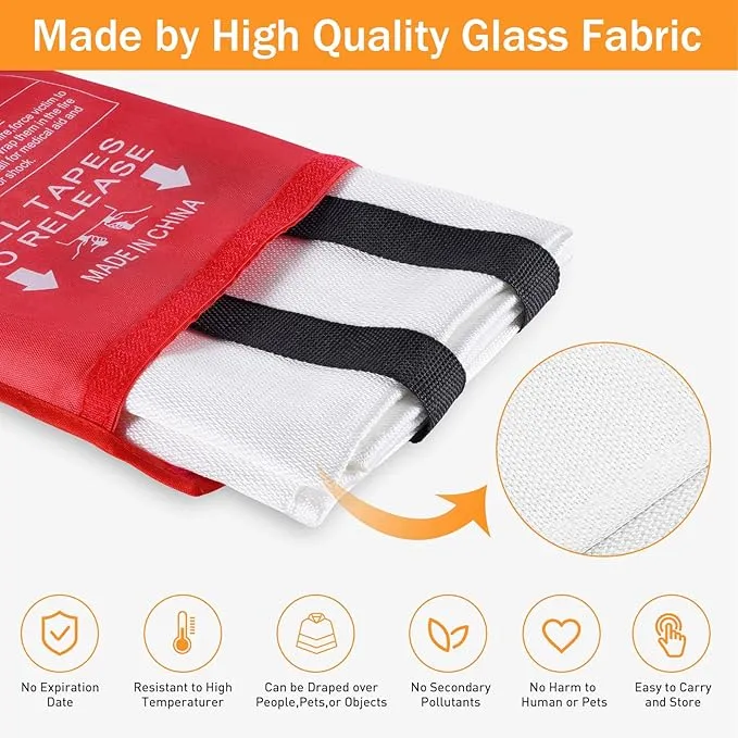 Fire Blankets Emergency for Home Camping Emergency Fire Retardant Blanket for Home Fireproof Blanket for Kitchen, Grill, Picnic, Car, Office, Warehouse, School