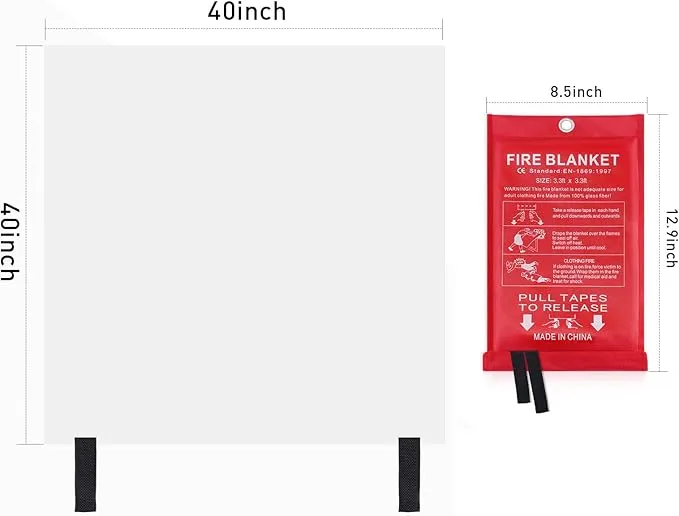 Fire Blankets Emergency for Home Camping Emergency Fire Retardant Blanket for Home Fireproof Blanket for Kitchen, Grill, Picnic, Car, Office, Warehouse, School