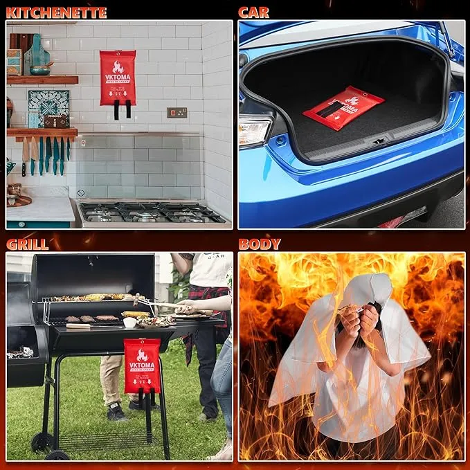 Fire Blankets Emergency for Home, Fire Blankets to Smother a Kitchen Fire, 40” x 40” Emergency Fire Blanket 6 Pack, Fiberglass Fire Blanket for Kitchen, Camping, Car, Picnic, Fireplace