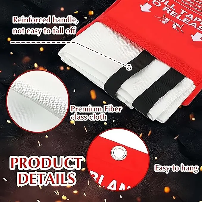 Fire Blankets Emergency for Home,39.4"x39.4" Emergency Fire Blanket for Kitchen Office School Warehouse Car Camping Grill Fireplace. (1 Pack)