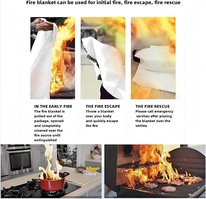 Fire Blankets Emergency for Home,39.4"x39.4" Emergency Fire Blanket for Kitchen Office School Warehouse Car Camping Grill Fireplace. (1 Pack)