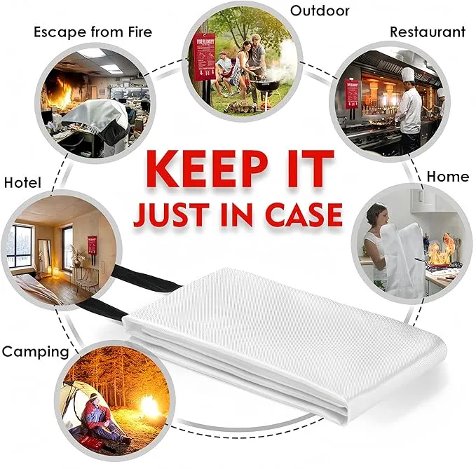 Fire Blankets Emergency for Home,39.4"x39.4" Emergency Fire Blanket for Kitchen Office School Warehouse Car Camping Grill Fireplace. (1 Pack)