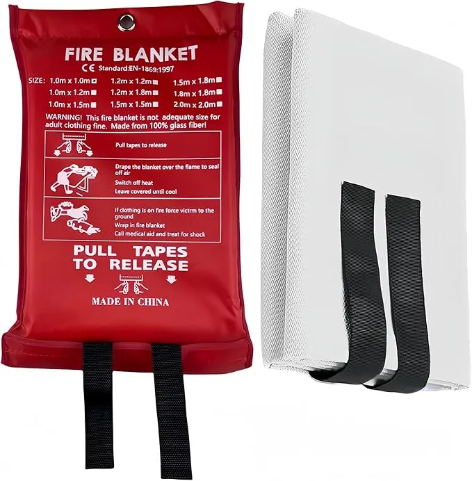 Fire Blankets Emergency for Home,39.4"x39.4" Emergency Fire Blanket for Kitchen Office School Warehouse Car Camping Grill Fireplace. (1 Pack)