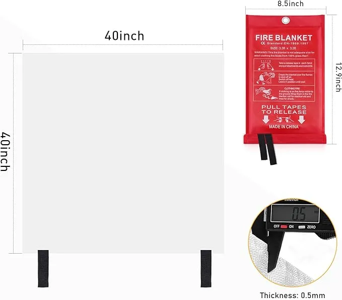 Fire Blankets Emergency for Kitchen Home - Emergency Fire Retardant Blanket for Home Fireproof Blanket for Camping, Grill, Car, Office, Warehouse, School, Picnic, Fireplace