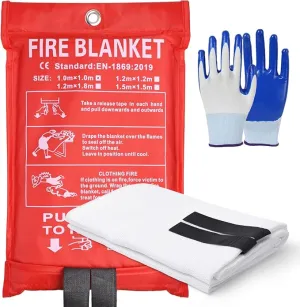 Fireproof Glass Fiber Emergency Blanket, 1 Pack Portable Fire Blanket for Home Kitchen, Grill, Office, Camping
