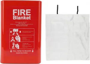Flame Retardant Fire Blanket | Glass Fiber Heat Insulation Blanket for Home/Kitchen/Outdoor | 1x1m Emergency Fire Extinguishing Tool with Handle | Below 550℃ Fire Performance