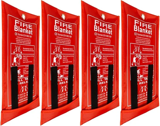 FLASLD Fire Blanket for Home and Kitchen, Fiberglass Fire Blankets Emergency for People, Flame Retardant Protection and Heat Insulation (3 ft x 3 ft - 4 Pack)