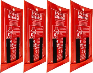FLASLD Fire Blanket for Home and Kitchen, Fiberglass Fire Blankets Emergency for People, Flame Retardant Protection and Heat Insulation (3 ft x 3 ft - 4 Pack)