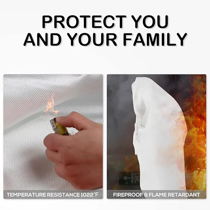 FLASLD Fire Blanket for Home and Kitchen, Fiberglass Fire Blankets Emergency for People, Flame Retardant Protection and Heat Insulation (3 ft x 3 ft - 4 Pack)