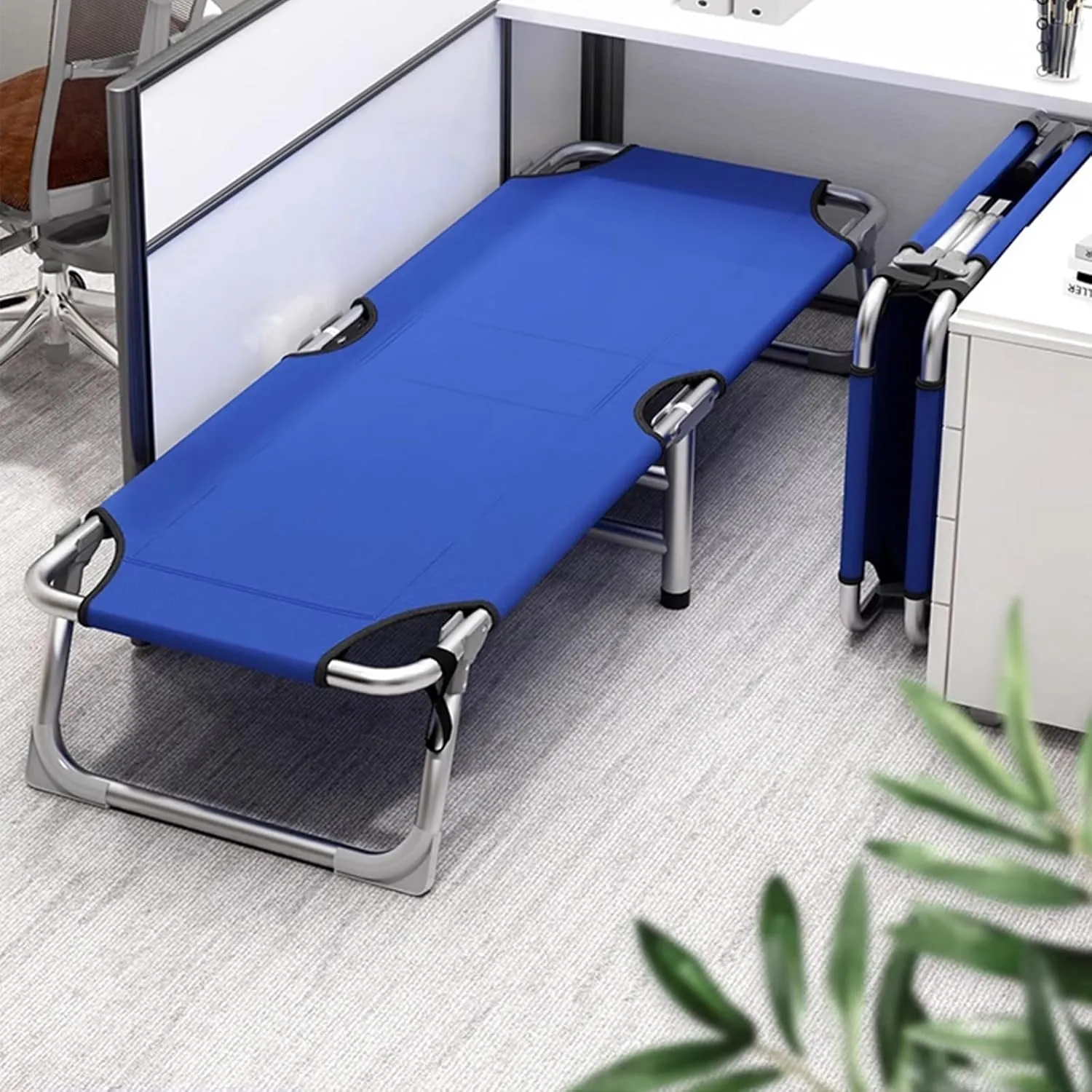 Fold Up Beds for Adults Steel Canvas Folding Bed, Portable Camping Bed, Easy Office Folding Bed with Pillow, Cotton Cushion for Office, Home and Outdoors(Green)