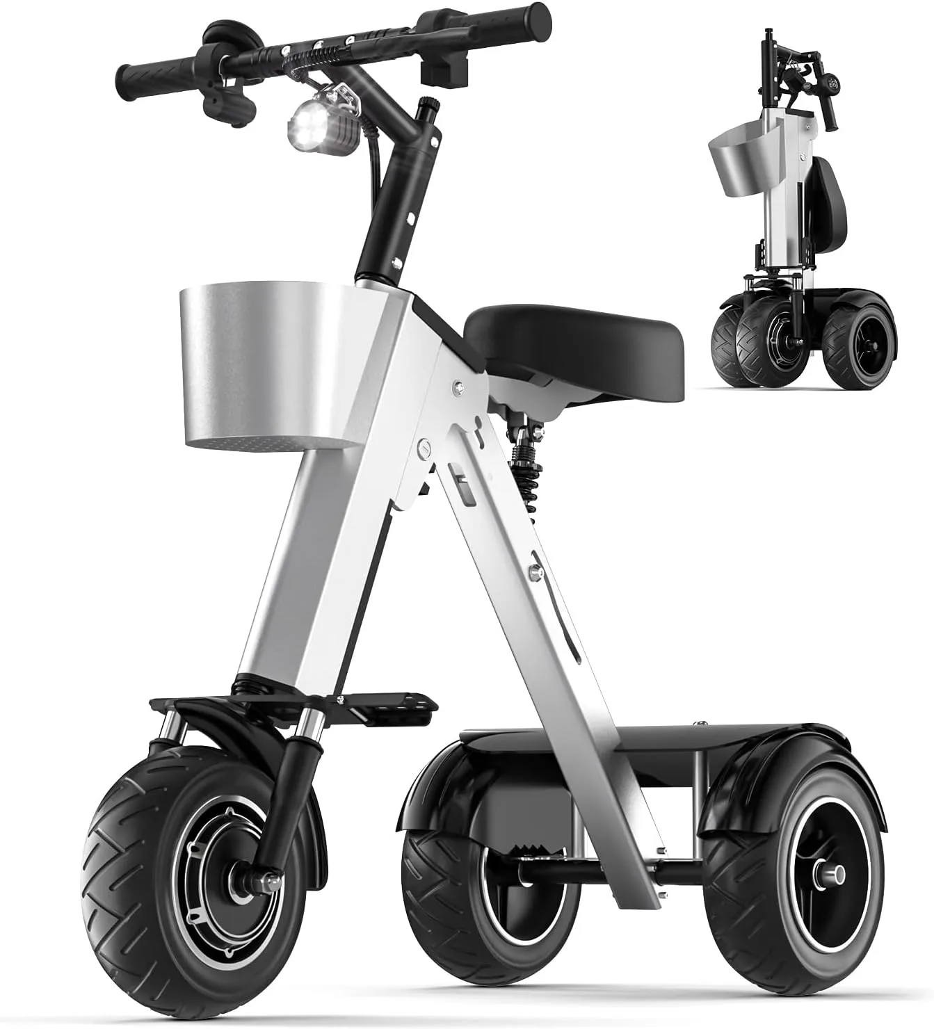 Foldable 3 Wheel Electric Scooter with Seat for Adults and Teens Electric Trike with 450W Motor and Removable 36V Battery Upgraded Dual Suspension Perfect for Commuting and Traveling