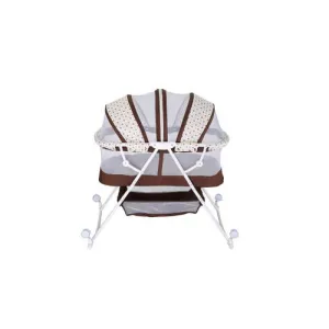 Foldable Baby Bassinet With Canopy And Zipper- Brown