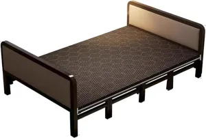 Foldable Bed with Mattress Heavy Duty for Adults, Folding Cots for Adults No Assembly with Soft Bed Head, Roll Away Adult Bed for Guest Load-Bearing of 500kg(90cm)