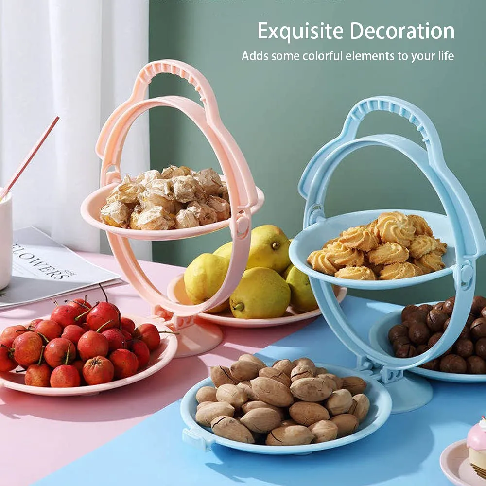 Foldable Double-Layer Fruit Plate – Practical Food Storage & Serving Tray for Appetizers, Fruits, and Veggies
