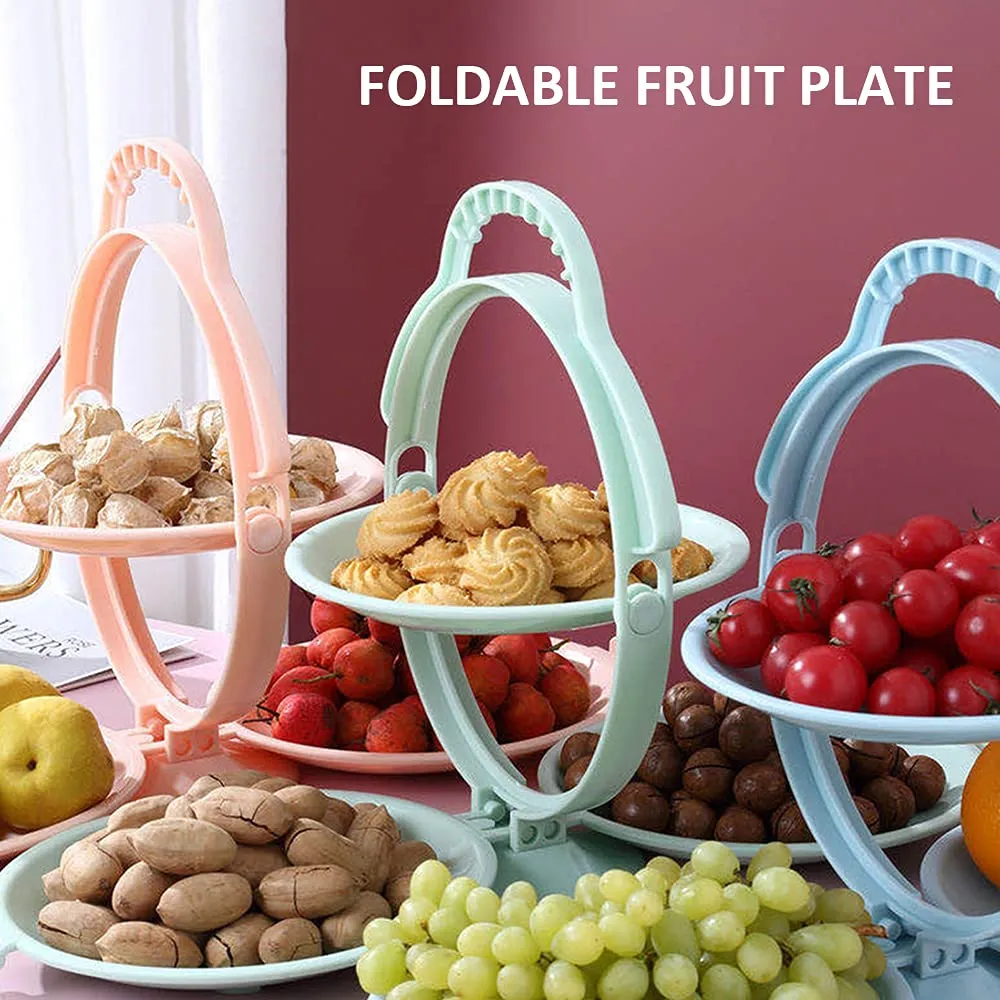 Foldable Double-Layer Fruit Plate – Practical Food Storage & Serving Tray for Appetizers, Fruits, and Veggies