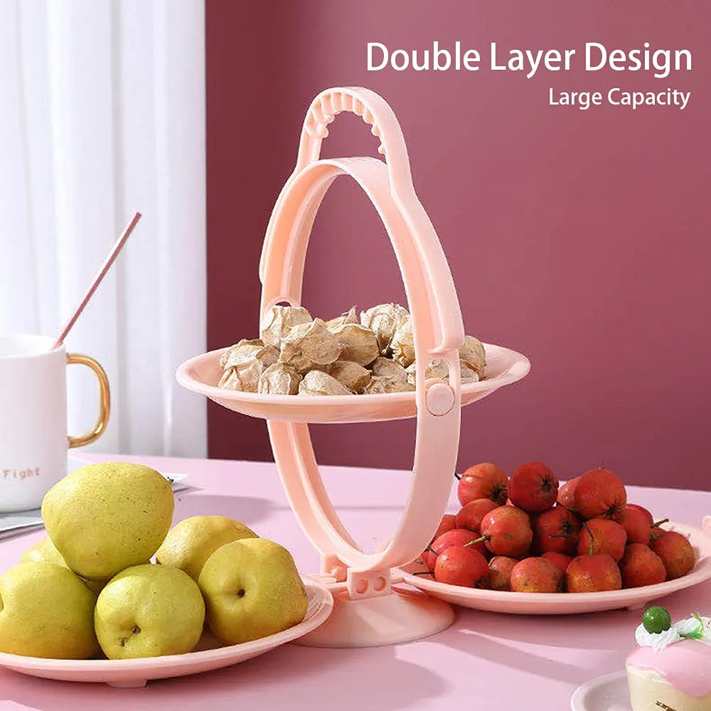 Foldable Double-Layer Fruit Plate – Practical Food Storage & Serving Tray for Appetizers, Fruits, and Veggies