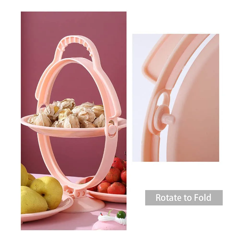 Foldable Double-Layer Fruit Plate – Practical Food Storage & Serving Tray for Appetizers, Fruits, and Veggies