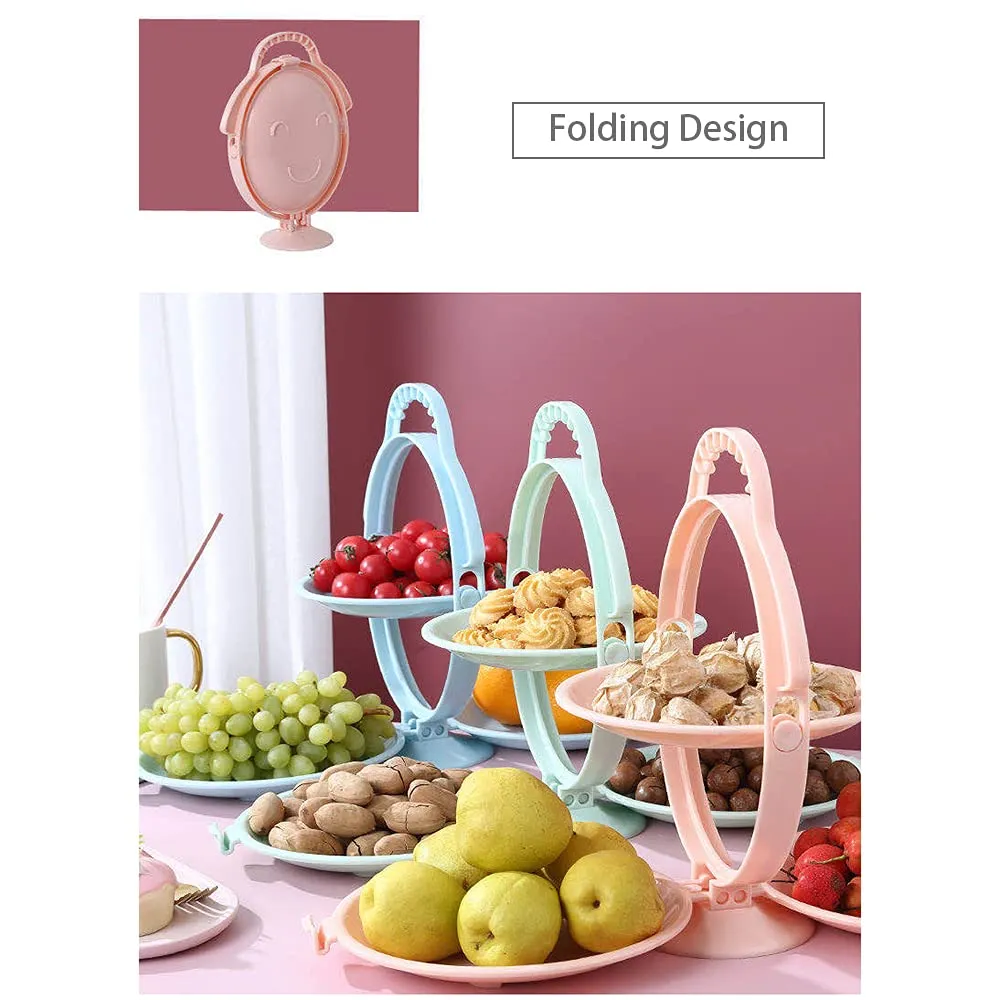 Foldable Double-Layer Fruit Plate – Practical Food Storage & Serving Tray for Appetizers, Fruits, and Veggies