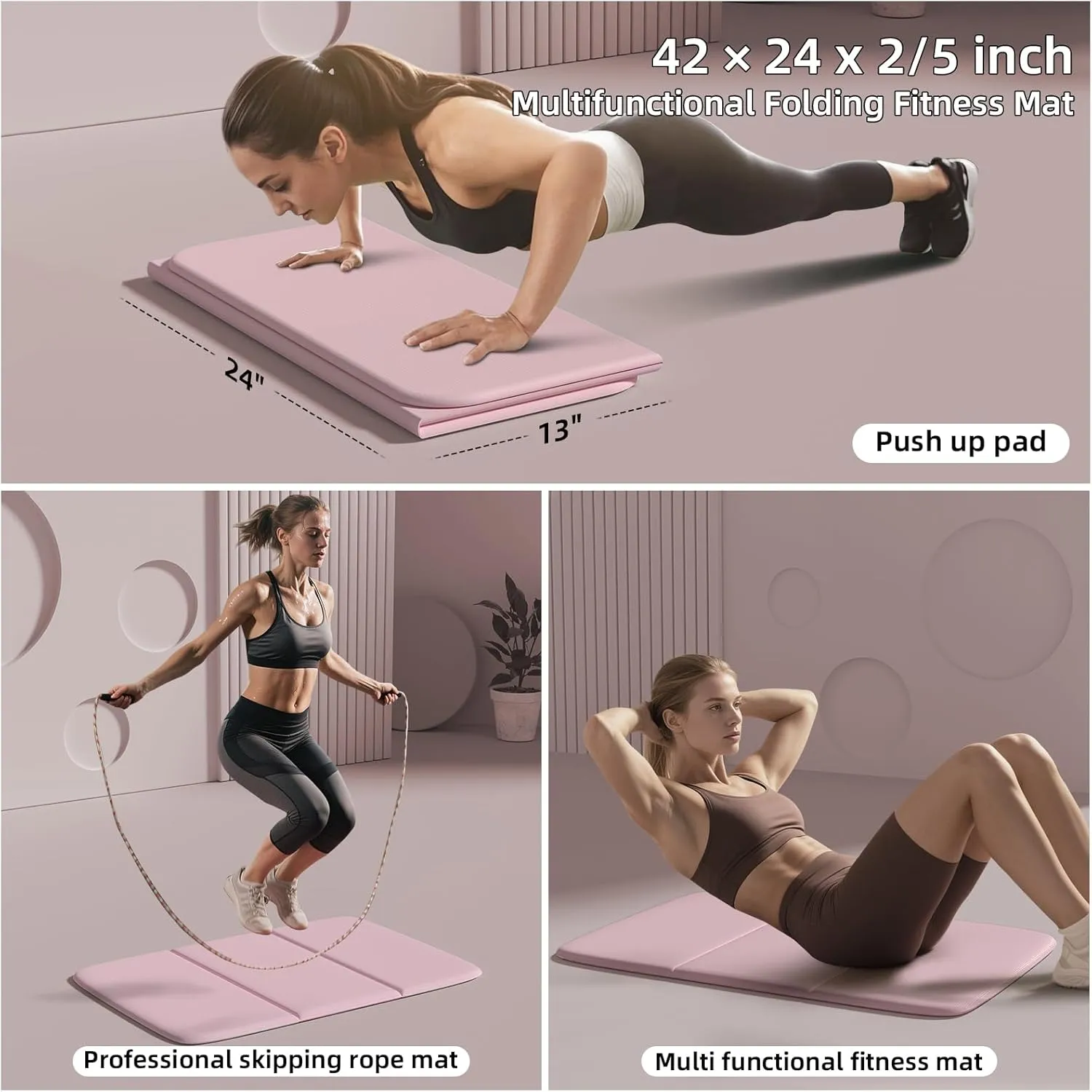Foldable Exercise & Yoga Pad for Women Kids, 1.0" Thick Eco-Friendly Kneeling Pad & 13"x24" Push Up Mat, Non-Toxic POE Kids Play Mat, Lightweight Gym Cushion for Yoga, Pilates, Home