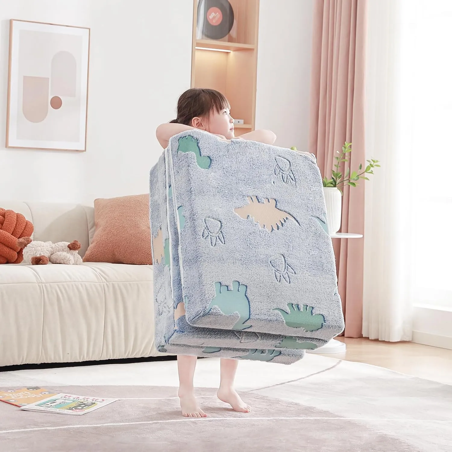 Foldable Floor Mattress for Kids, Glow in The Dark Toddler Washable Tri Folding Floor Nap Mat for Sleeping Daycare, Child Trifold Futon Sofa Bed with Storage Bag for Girls and Boys