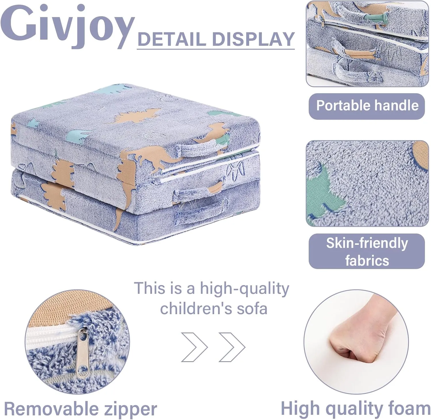 Foldable Floor Mattress for Kids, Glow in The Dark Toddler Washable Tri Folding Floor Nap Mat for Sleeping Daycare, Child Trifold Futon Sofa Bed with Storage Bag for Girls and Boys