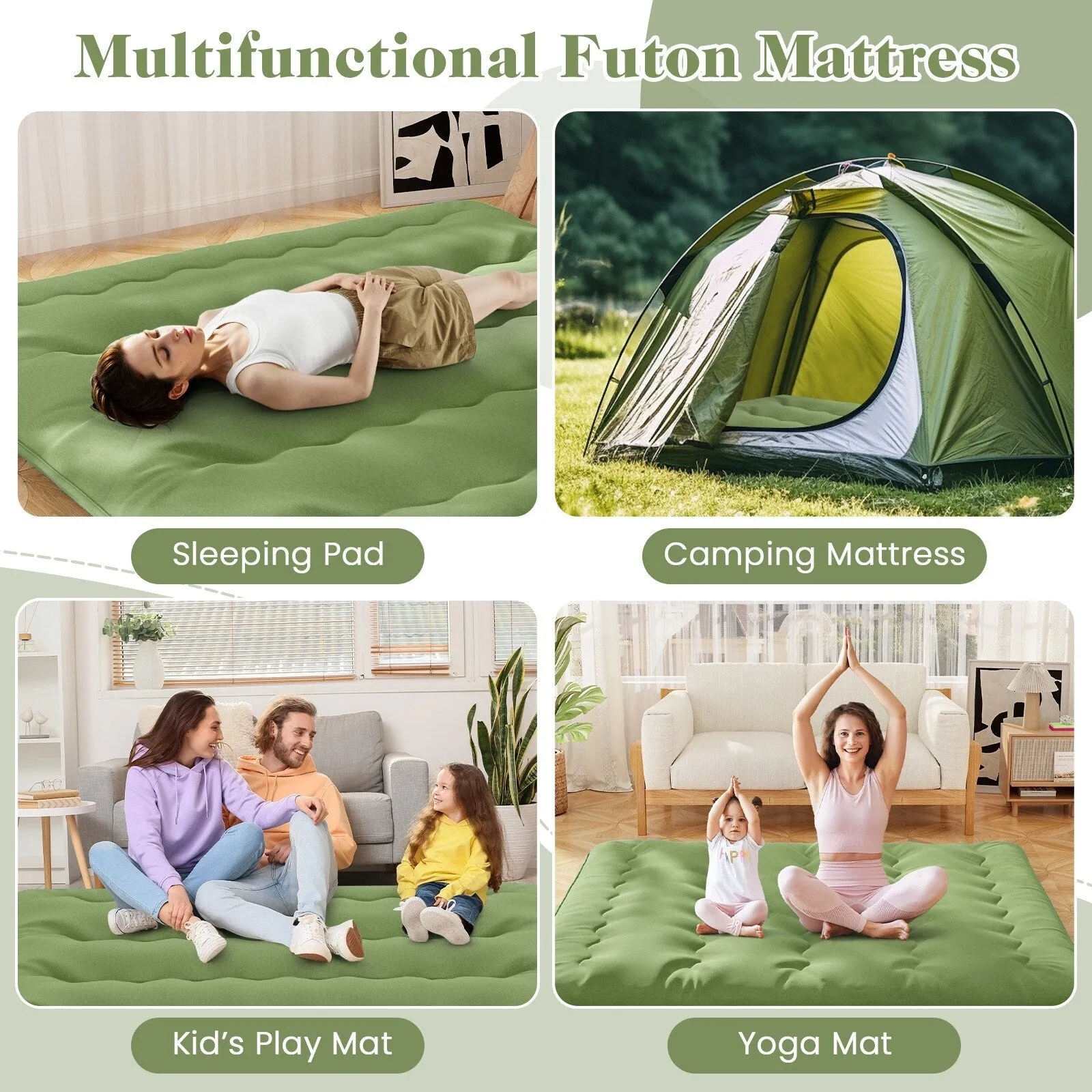 Foldable Floor Mattress for Sleeping with Storage Bag