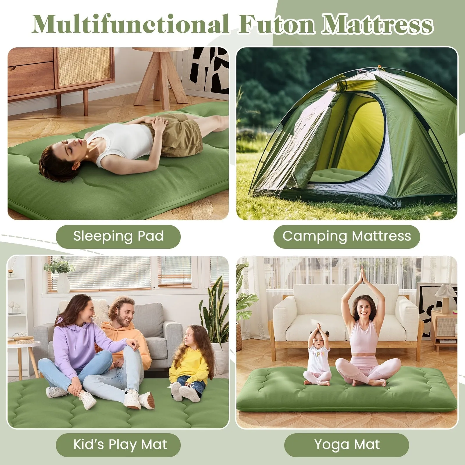 Foldable Floor Mattress for Sleeping with Storage Bag