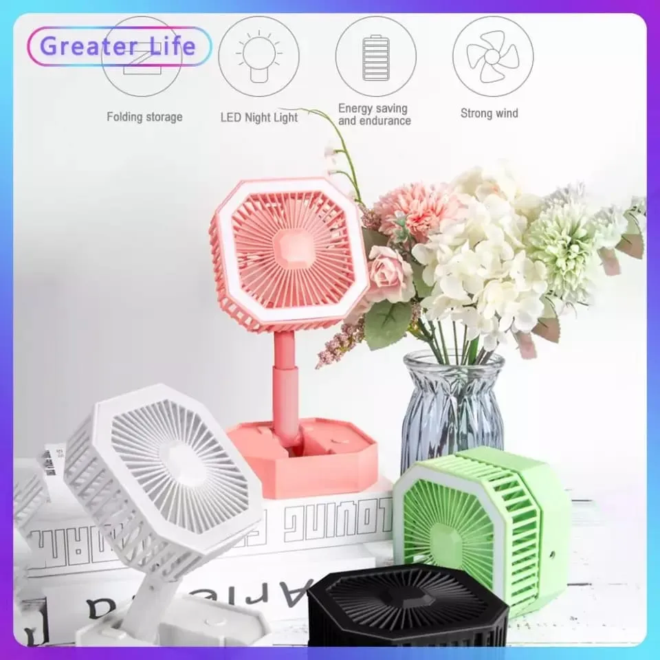 Foldable Portable Multifunction Fan Handheld LED Night Light USB Rechargeable
