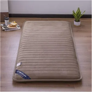 Foldable Portable Student Mattress, Portable Student Mattress for Single Student Dormitory, Home Use Breathable Foldable Floor Bed(Brown,150x190cm(59x75inch))