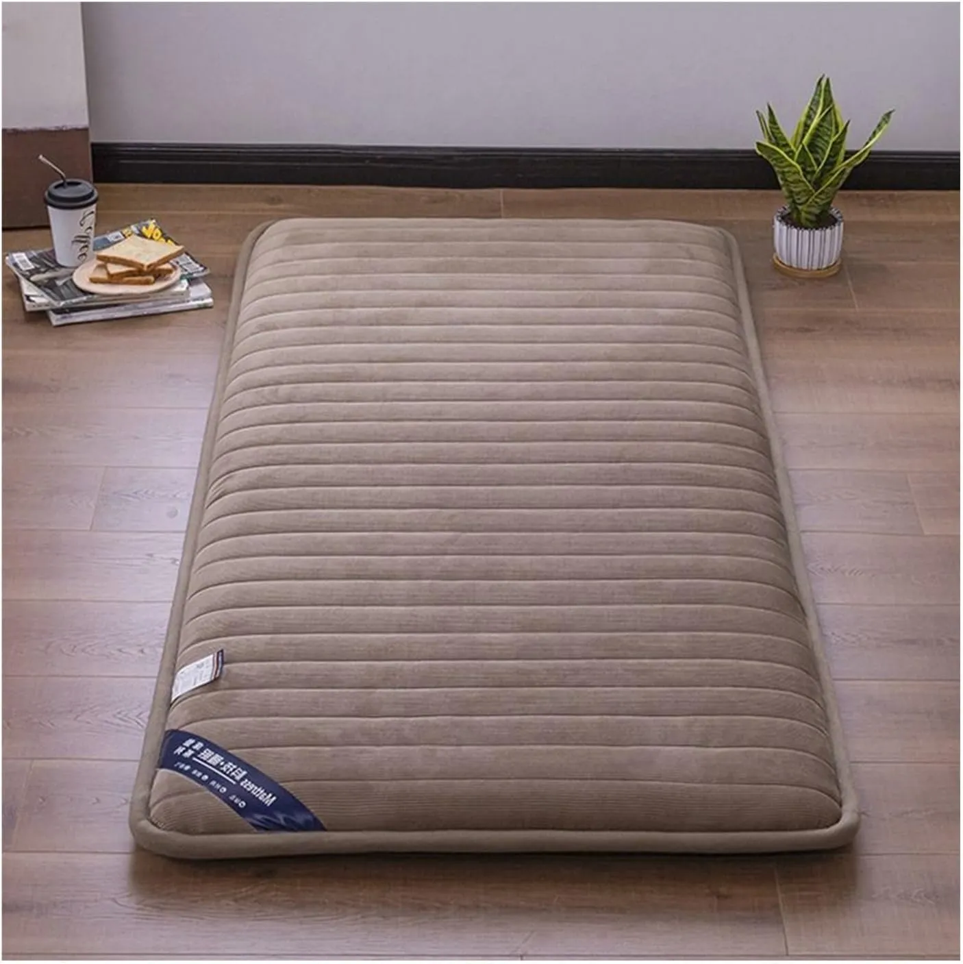 Foldable Portable Student Mattress, Portable Student Mattress for Single Student Dormitory, Home Use Breathable Foldable Floor Bed(Brown,150x190cm(59x75inch))