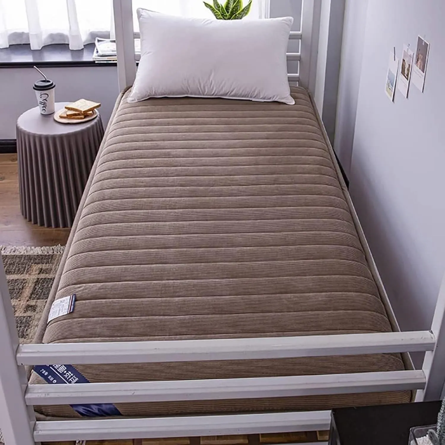 Foldable Portable Student Mattress, Portable Student Mattress for Single Student Dormitory, Home Use Breathable Foldable Floor Bed(Brown,150x190cm(59x75inch))