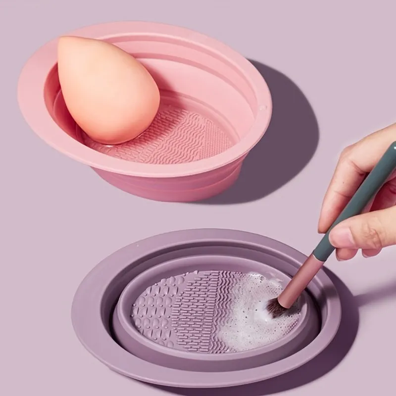 Foldable Silicone Washing Brush with Cleaning Pad - Travel-Friendly Gift