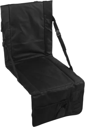 Foldable Stadium Seat Cushion, Comfortable Support Oxford Cloth Folding Seat Pad with Adjustable Buckle for Garden Camping Sporting Events, Black