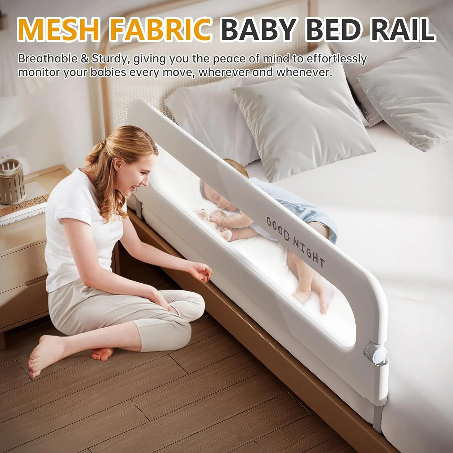 Foldable Toddler Bed Rails - Kids Guard Bumper for Crib Safe Bed Side Rail for Twin Queen King Full Size Beds（48inch）