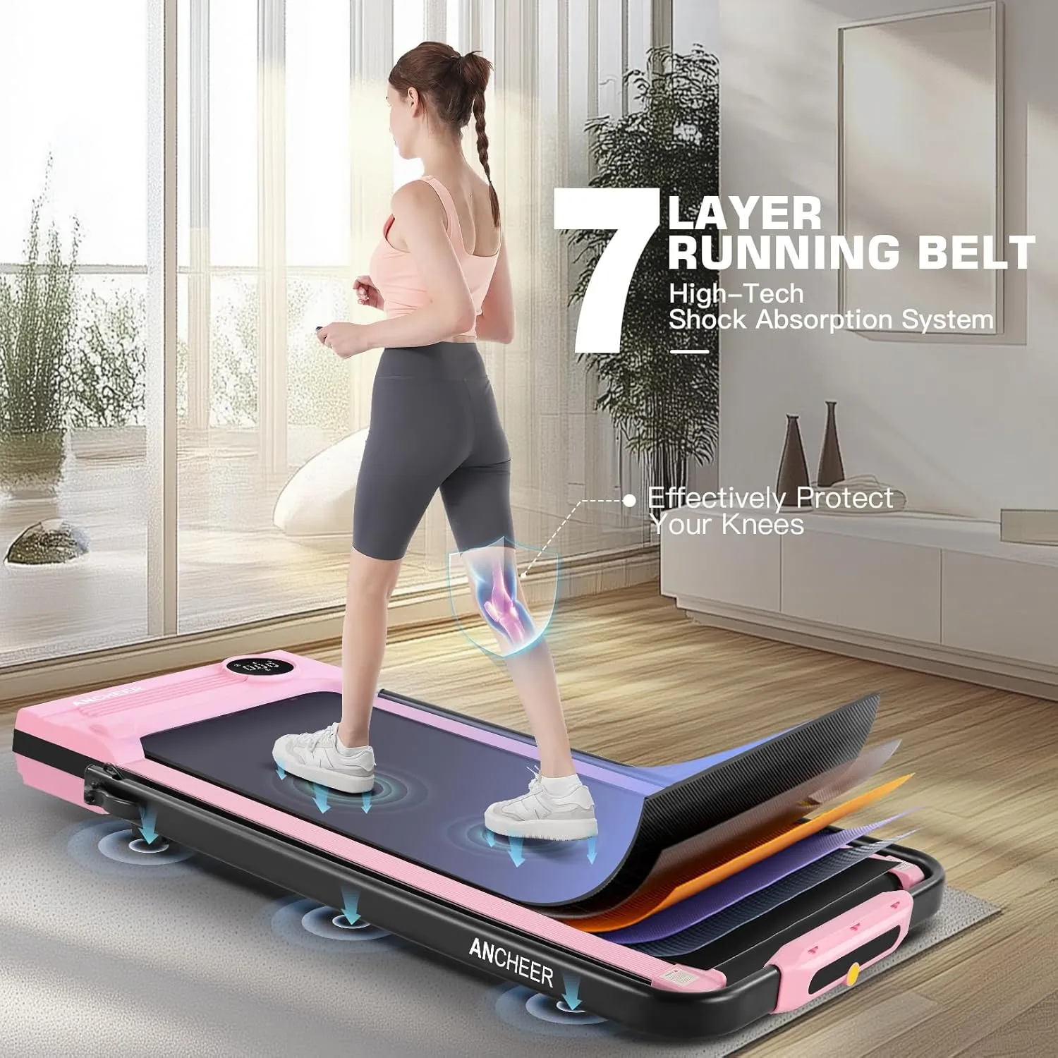 Foldable Treadmill with Incline-Walking Pad with Handle Bar-Portable Walking Pad Treadmill 300  lb Capacity-Under Desk Treadmills, 4 in 1 Running Machine LED Display/Dual Control