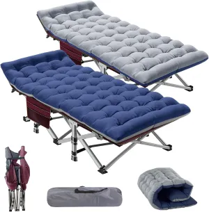 Folding Camping Cot, 2 Pack Folding Cot Camping Cots for Adults, Portable Sleeping Cot with Mattress Foldable Outdoor Bed Camp Cots Guest Bed with Carry Bag for Home, Office & Outdoor Use