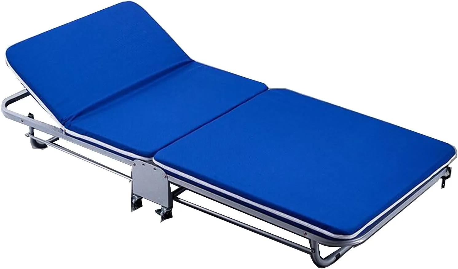 Folding Camping Cot Bed for Adults Easy to Carry, Portable Folding Bed with Mattress for Adults Removable and Washable, Adjustable Outdoor Cot Bed for Traveling(Blue,110cm)