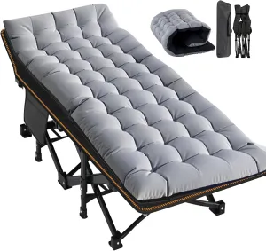 Folding Camping Cot, Folding Cot Camping Cots for Adults, Portable Sleeping Cot with Mattress Foldable Outdoor Bed Camp Cots Guest Bed with Carry Bag for Home, Office & Outdoor Use