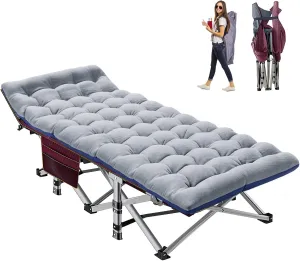 Folding Camping Cot, Folding Cot Camping Cots for Adults, Portable Sleeping Cot with Mattress Foldable Outdoor Bed Camp Cots Guest Bed with Carry Bag for Home, Office & Outdoor Use