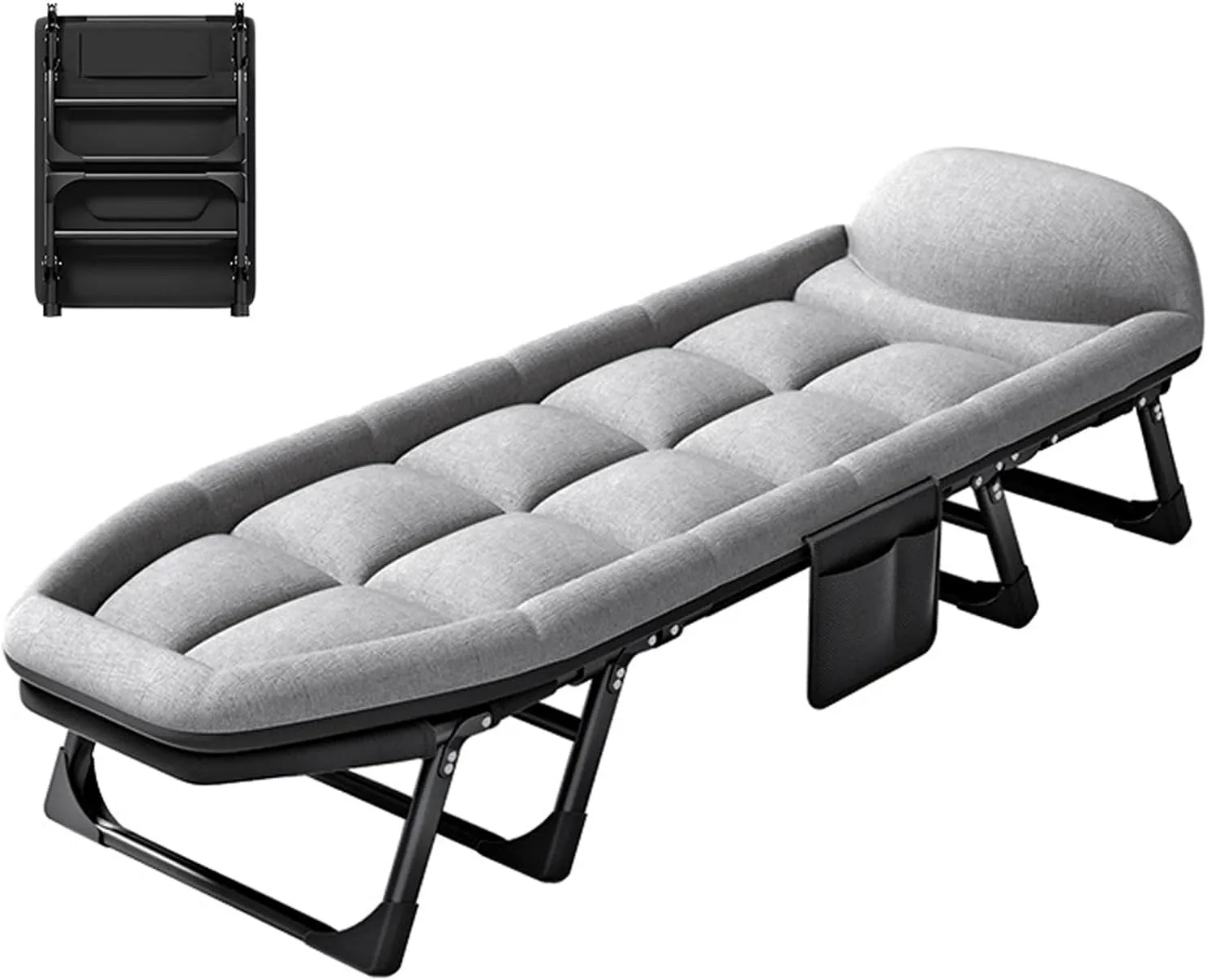 Folding Camping Cot with Mattress for Adults, 6-Position Adjustable Outdoor Chaise Lounge Chair, Heavy Duty Sleeping Bed for Sunbathing,Camping,Pool, Beach,Patio,Hospital,Office Nap