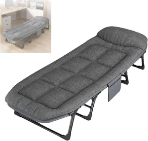 Folding Camping Cot,Camping Cot for Adults, 6-Position Adjustable Lounge Foldable Bed for Home Office Nap Beach Pool Patio Travel Steady Frame(170 * 55 * 25cm)