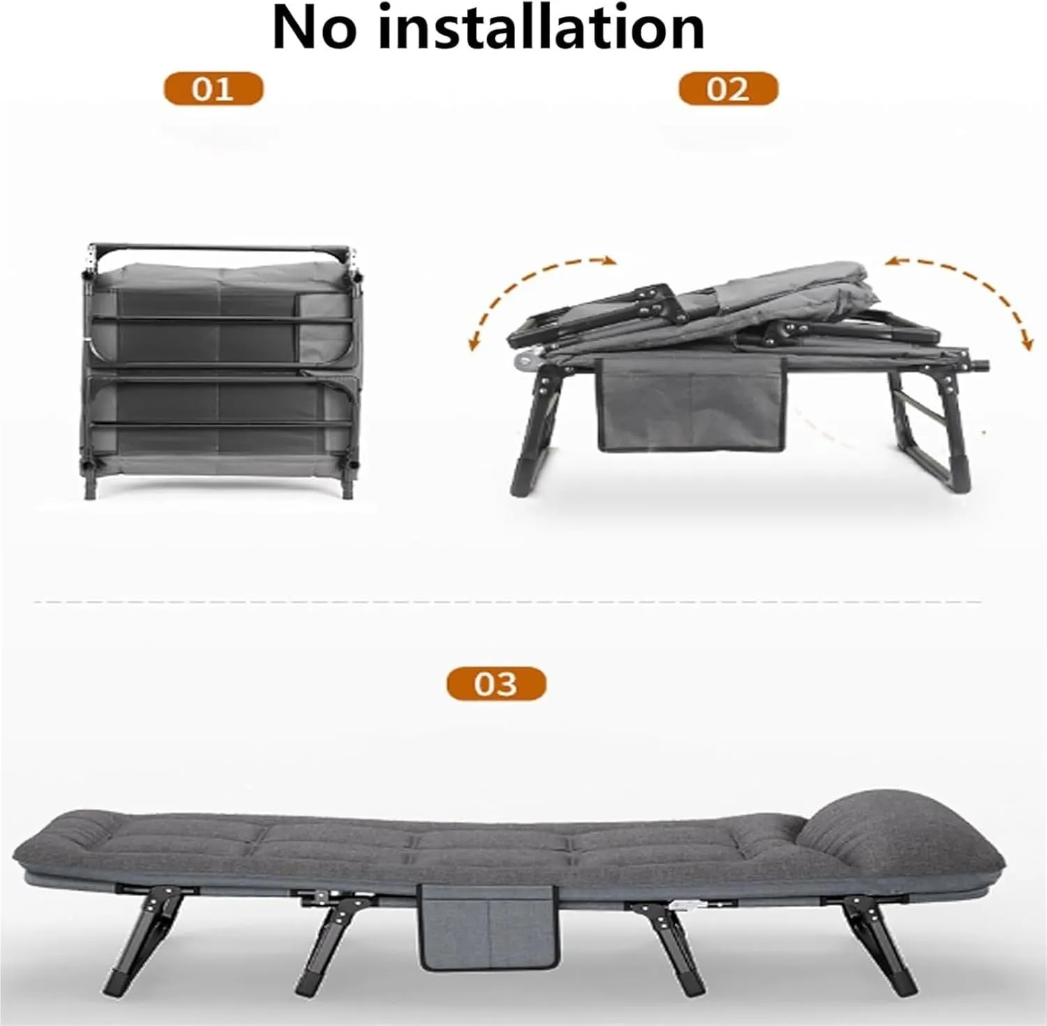 Folding Camping Cot,Camping Cot for Adults, 6-Position Adjustable Lounge Foldable Bed for Home Office Nap Beach Pool Patio Travel Steady Frame(170 * 55 * 25cm)