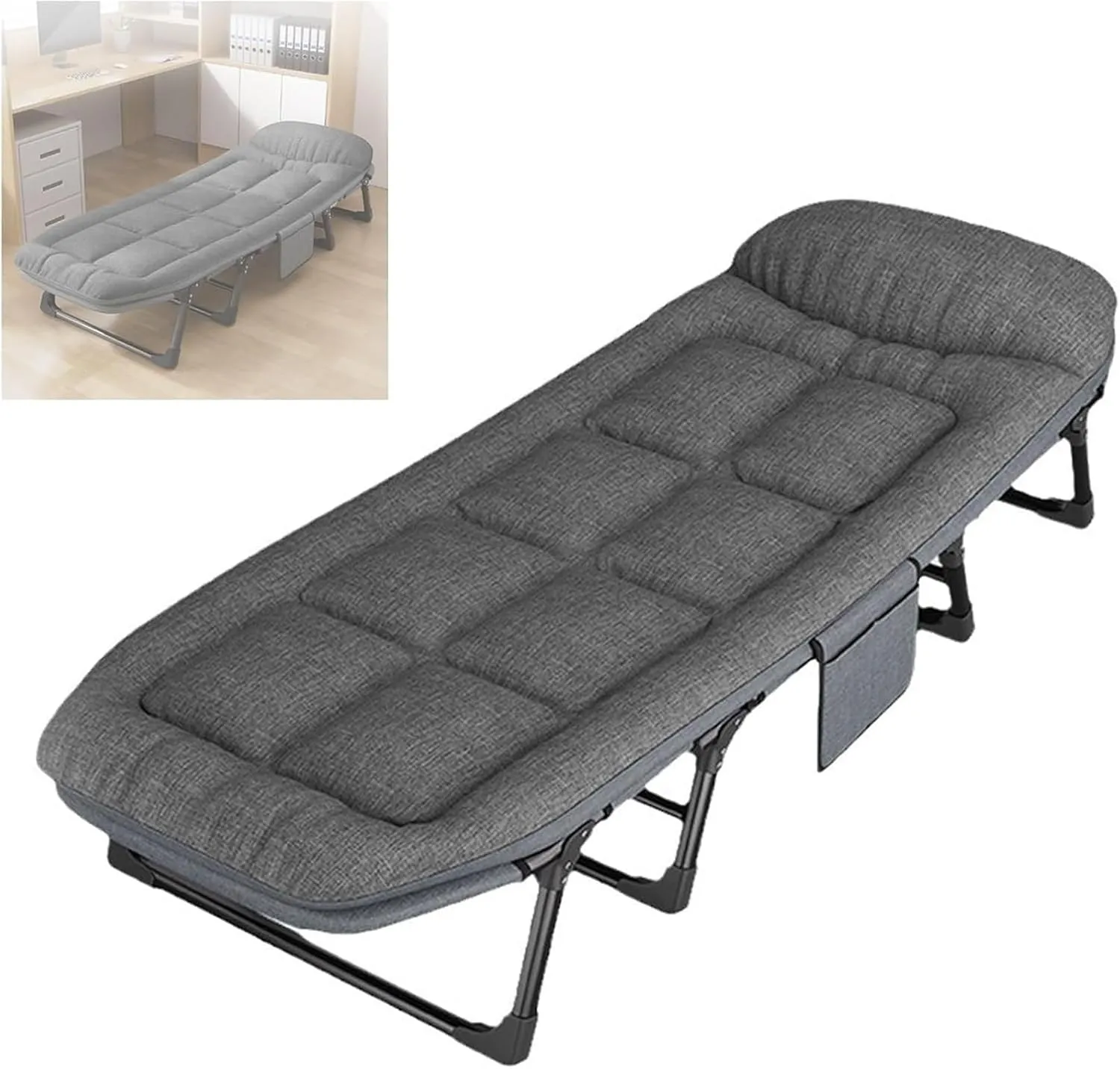 Folding Camping Cot,Camping Cot for Adults, 6-Position Adjustable Lounge Foldable Bed for Home Office Nap Beach Pool Patio Travel Steady Frame(170 * 55 * 25cm)