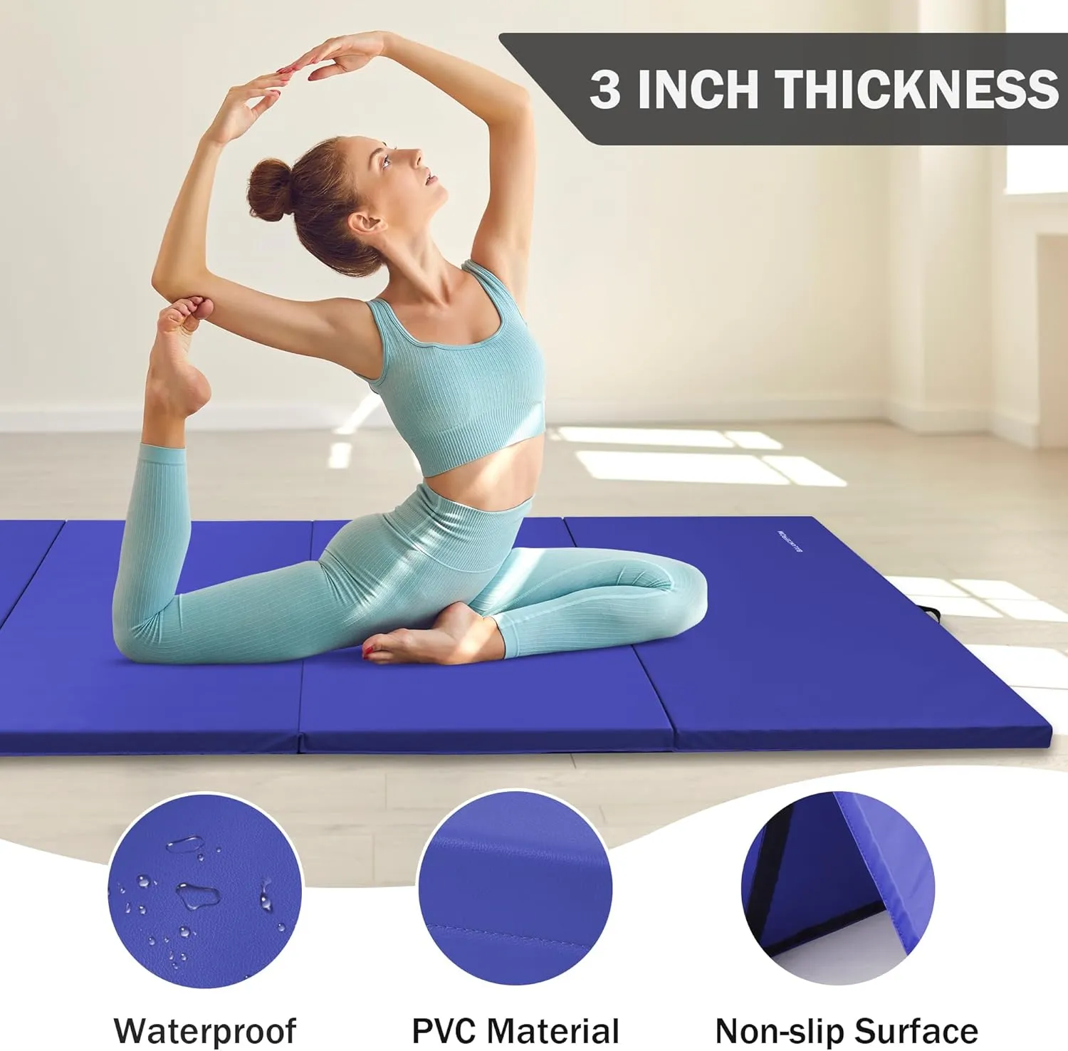 Folding Exercise Aerobics Mat Extra Thick High Density Anti Tear Gymnastics Gym Folding Exercise Aerobics Mats