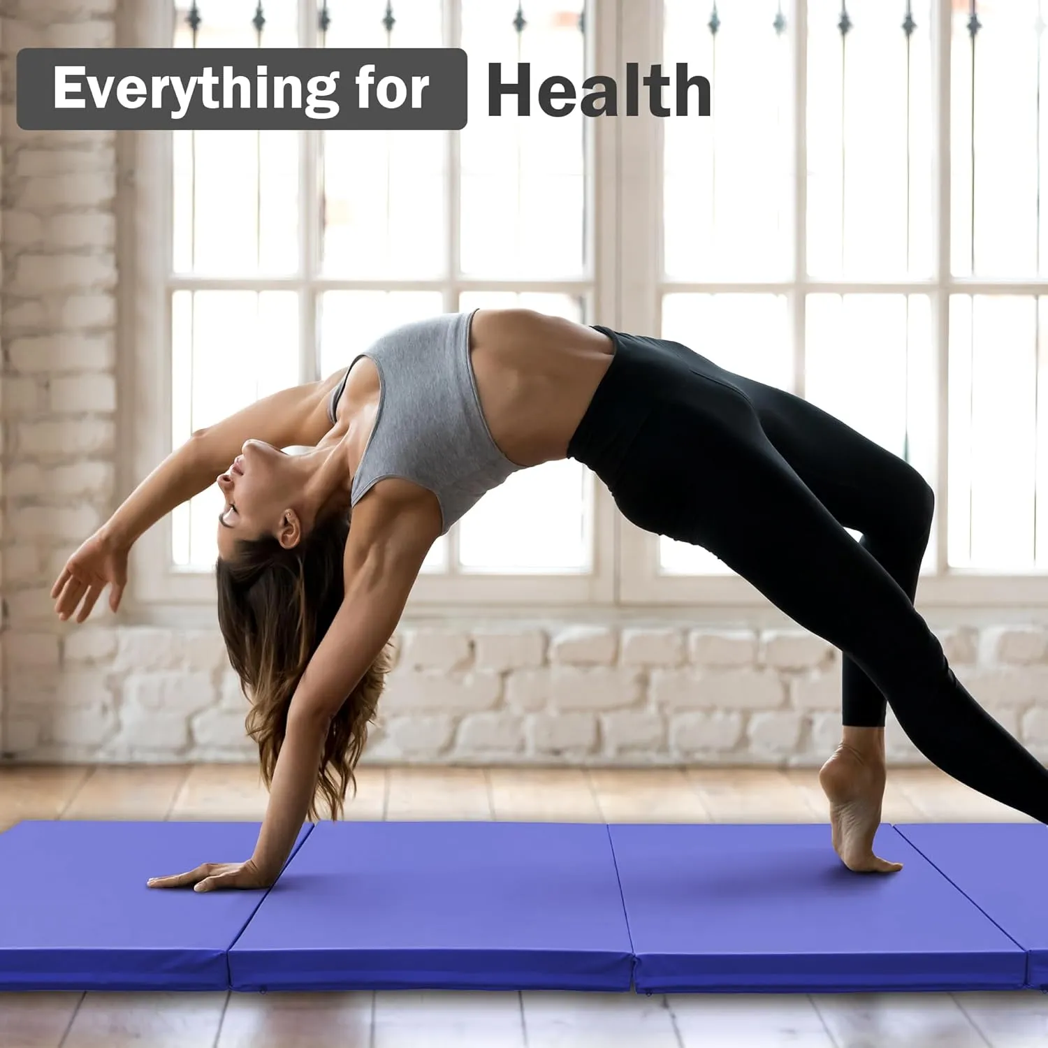 Folding Exercise Aerobics Mat Extra Thick High Density Anti Tear Gymnastics Gym Folding Exercise Aerobics Mats