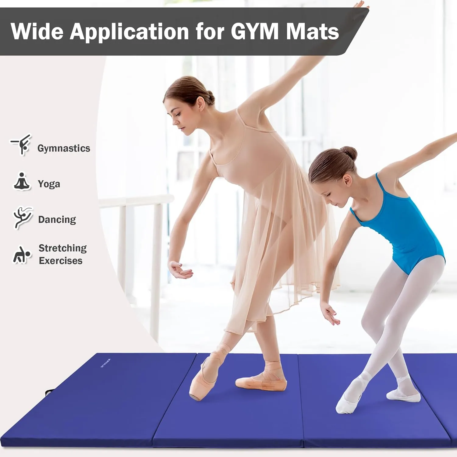 Folding Exercise Aerobics Mat Extra Thick High Density Anti Tear Gymnastics Gym Folding Exercise Aerobics Mats