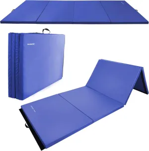 Folding Exercise Gymnastics Mat, 4'x8'x2" Gym Workout Mat with Carrying Handles High-Density Anti-Tear Portable Fitness Aerobics Mats for Home Gym Yoga Pilates Tumbling MMA Core Training, Multiple Colors