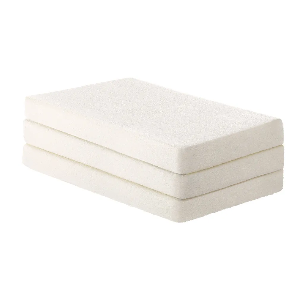 Folding Foam Mattress Sherpa Fleece Portable 3-fold Double